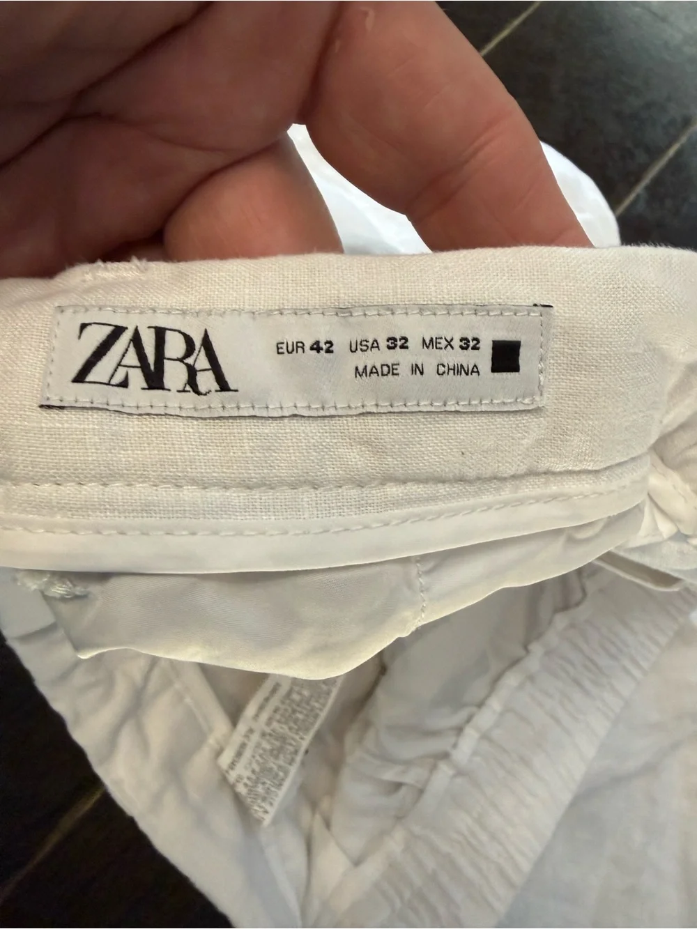 Zara White Linen Drawstring Pants